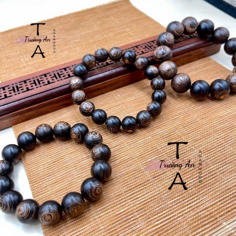 Vòng Tay Trầm Hương Sánh Chìm Vân Tròn 10li - 20li nam nữ may mắn tài lộc Trầm Hương Trường An