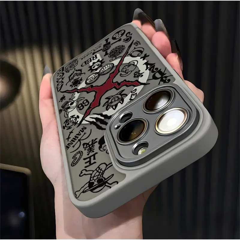 Casing hp iphone 15 promax Grafiti Satu Bagian Kamera Mendukung Pengisian Nirkabel magsafe Case Matte Keras untuk 11 15 14 13 12 Pro Max 15plus 14plus 15pro 14pro shockproof case full cover