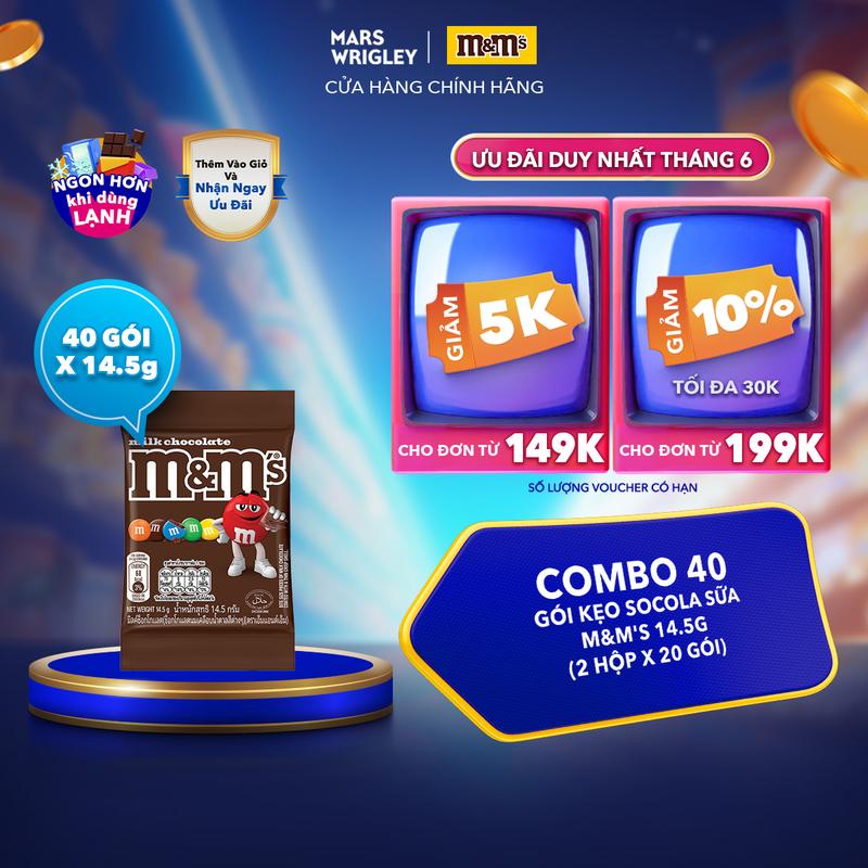 Combo 40 gói kẹo Socola sữa M&M's 14.5g