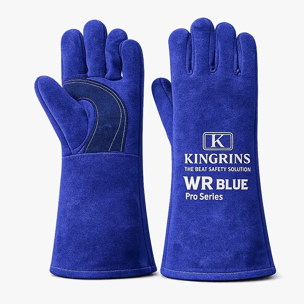 sarung tangan las kulit biru atau sarung tangan kulit biru 16 inch