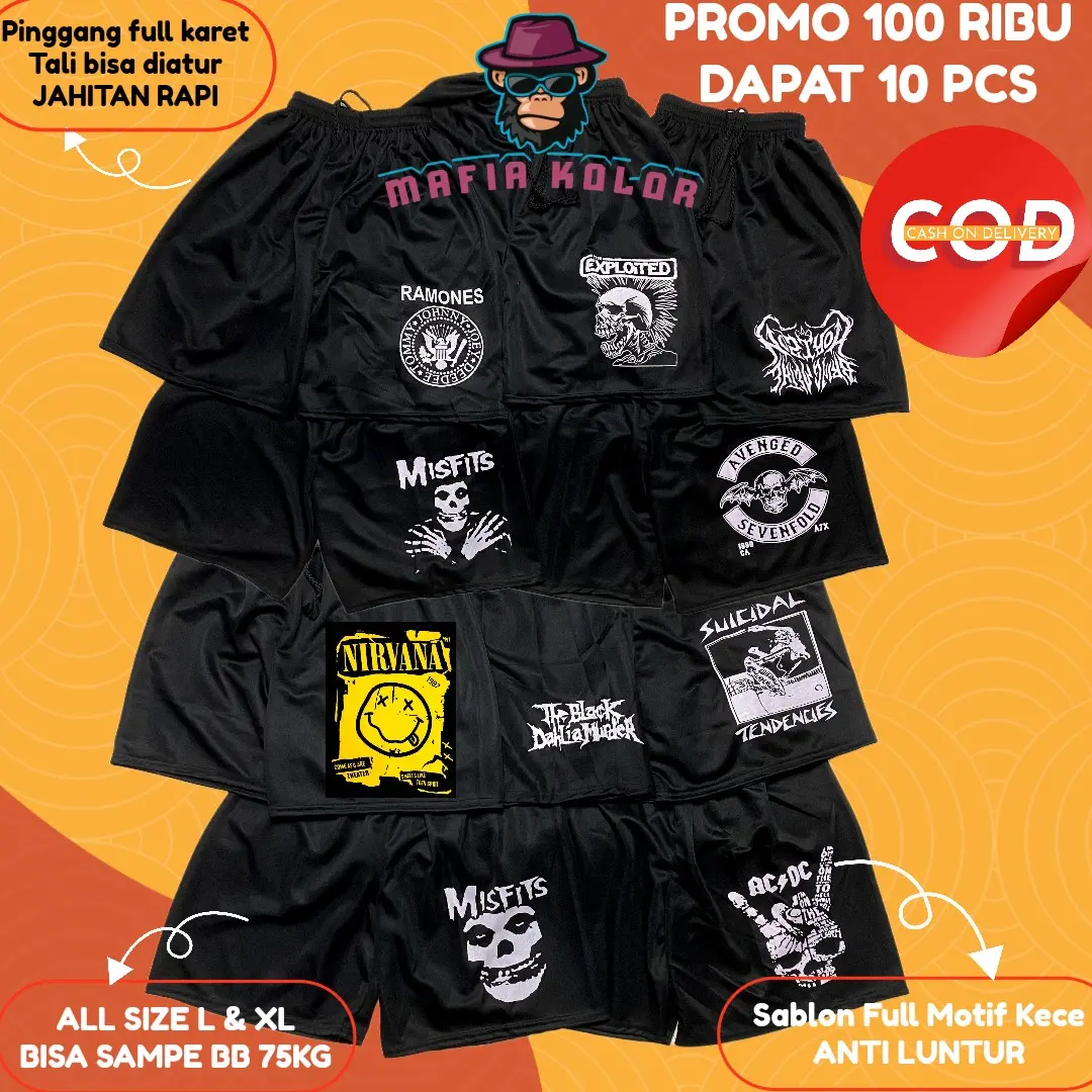 Promo Boxer 100 Ribu Dapat 10 Pcs Kolor Dalaman Pria Wanita Celana Pendek AVENGED X OFW Sport Musik Band Metal Surfing Voli Olahraga Santai Tidur molette