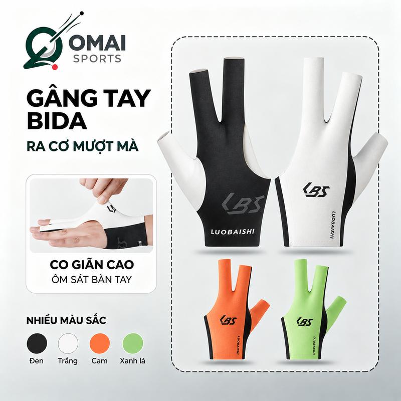 Găng Tay Bida 3 Ngón Cắt Ngón Tùy Chỉnh, Co Giãn Ôm Tay, Thoáng Khí Nhanh Khô, Size M/L