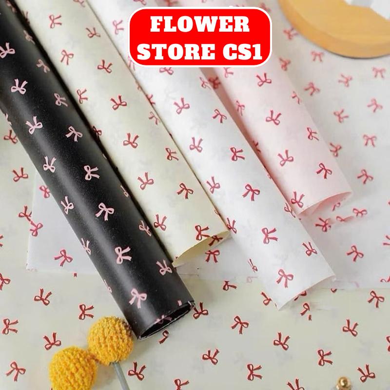  Xấp 20 tờ giấy nến nhún nhăn họa tiết nơ dùng gói hoa 50*70cm 