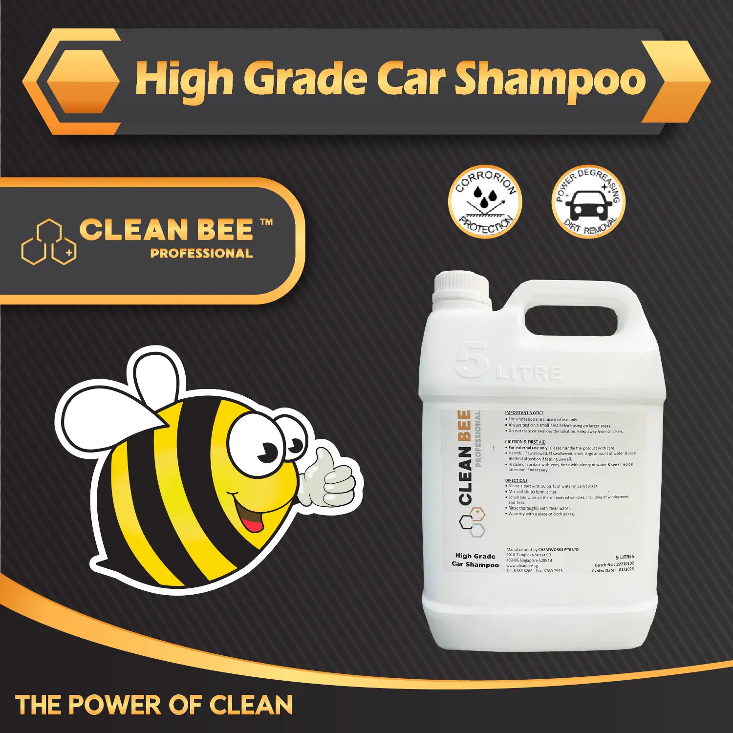CLEANBEE Premium Grade Concentrated Car Shampoo (Non-corrosive, Highly concentrated, Bio-degradable, Power clean)