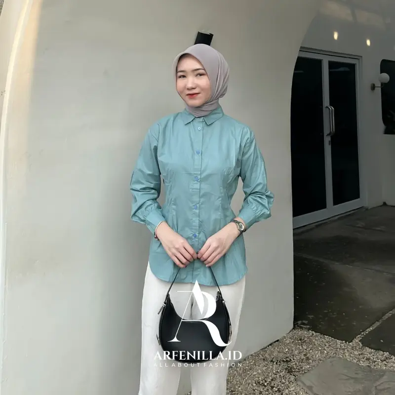 Difa Top Long Slevee Atasan Wanita Katun Poplin 6