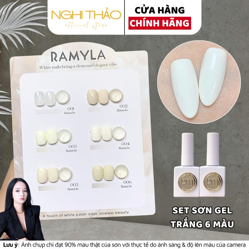 Set sơn gel trắng RAMYLA 6 màu làm nail