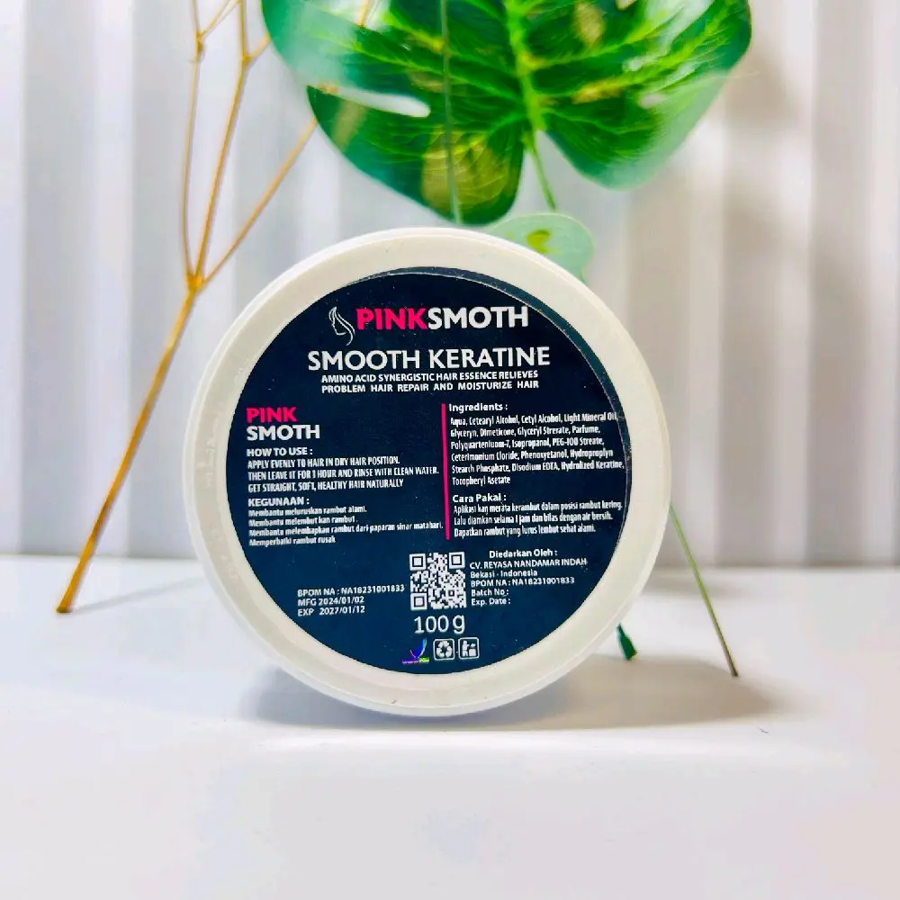 BPOM - Smothing Keratin Rambut Pinksmoth Travel Size 100ml Masker pelurus rambut melembutkan