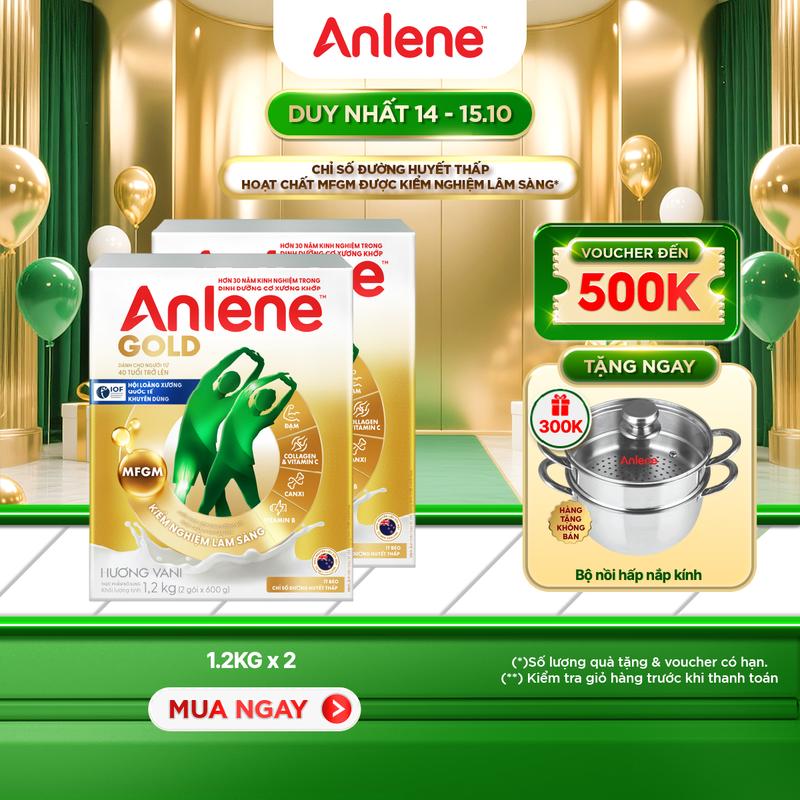 Combo 2 Sữa Bột Anlene Gold Hương Vani 1.2Kg