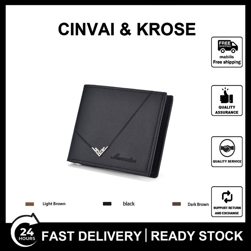 SHABILI Ví Nam, Thật, Ví Ngắn, Túi Đựng Căn Cước, Kẹp Thẻ, Ví Tiền Xu Có Khóa Kéo, Sức Chứa Lớn, Đa Năng, Chất Lượng Cao, Làm Bằng Da PU, Hình Chữ Nhật, Thích Hợp Sử Dụng Hàng Ngày, Phong Cách Thời Trang