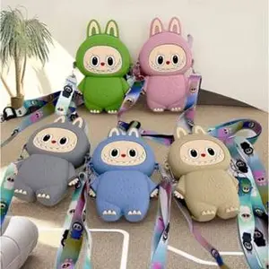 Tas Labubu Tas Anak Tas Selempang Anak Labubu Tas Anak Lucu Tas Jelly Silicone Bag Labubu Bag Jelly Bag Import Mainan Labubu Anak