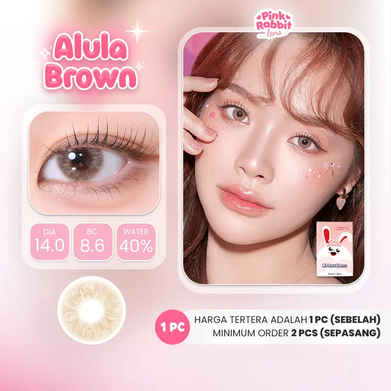 PINKRABBIT SOFTLENS ALULA BROWN - Normal, Minus 0.50 S/D 10.00 (1PCS/Sebelah) 0