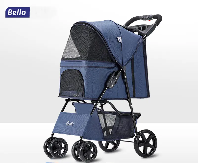 Bello 4 Wheels Foldable Pet Gear Stroller/Dog Cat Strolling cart/with rain cover