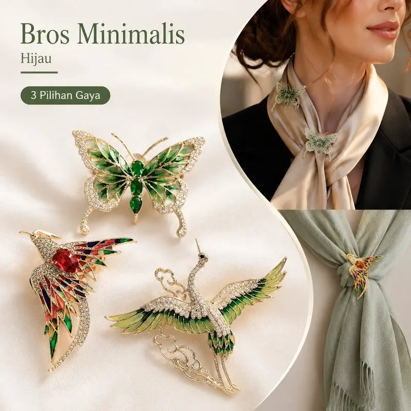 Bros Kristal Mewah Bros Hewan Bros Hijab Pesta Elegan Feminin Pin Aksesoris Wanita Harian Cantik