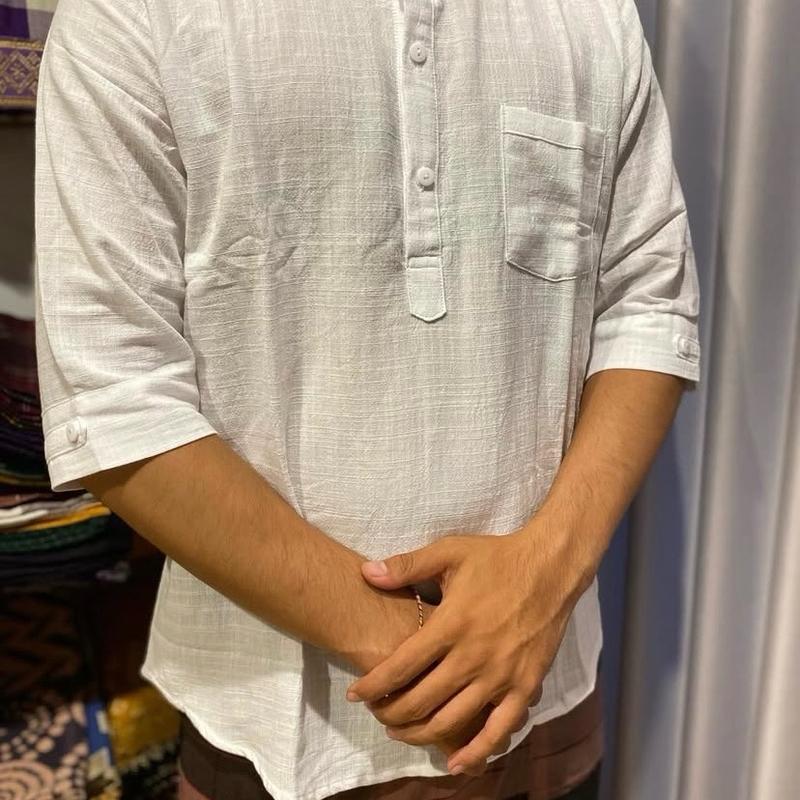 Baju/Kameja putih kancing setengah/kancing 3/lengan setengah•murah•dan nyaman digunakan 3