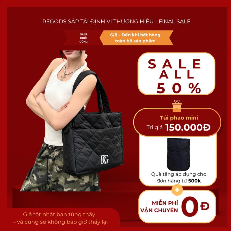 [ FINAL SALE ALL 50% ] Túi Tote phao chần bông SS2 Regods đựng vừa laptop 17inch form rộng unisex nam nữ -  Oversized Puffer Bag SS2