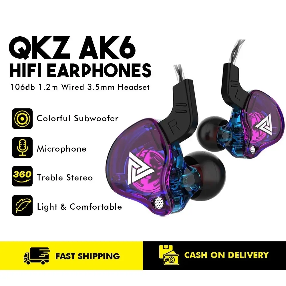 Tai Nghe Thể Thao, QKZ AK6, Tai Nghe Nhét Tai Động, Có Micro, Tai Nghe, Phiên Bản Bass Loa Siêu Trầm Nâng Cấp Âm Trầm