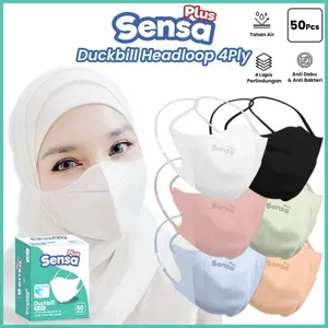 MASKER DUCKBILL 4PLY HIJAB SENSA PLUS 1 BOX ISI 50 PCS PART 2