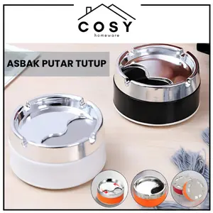 COSY Asbak Putar Tutup / Asbak  Portable Rotation Enclosed / Asbak Stainless Steel Tebal Abu Biru