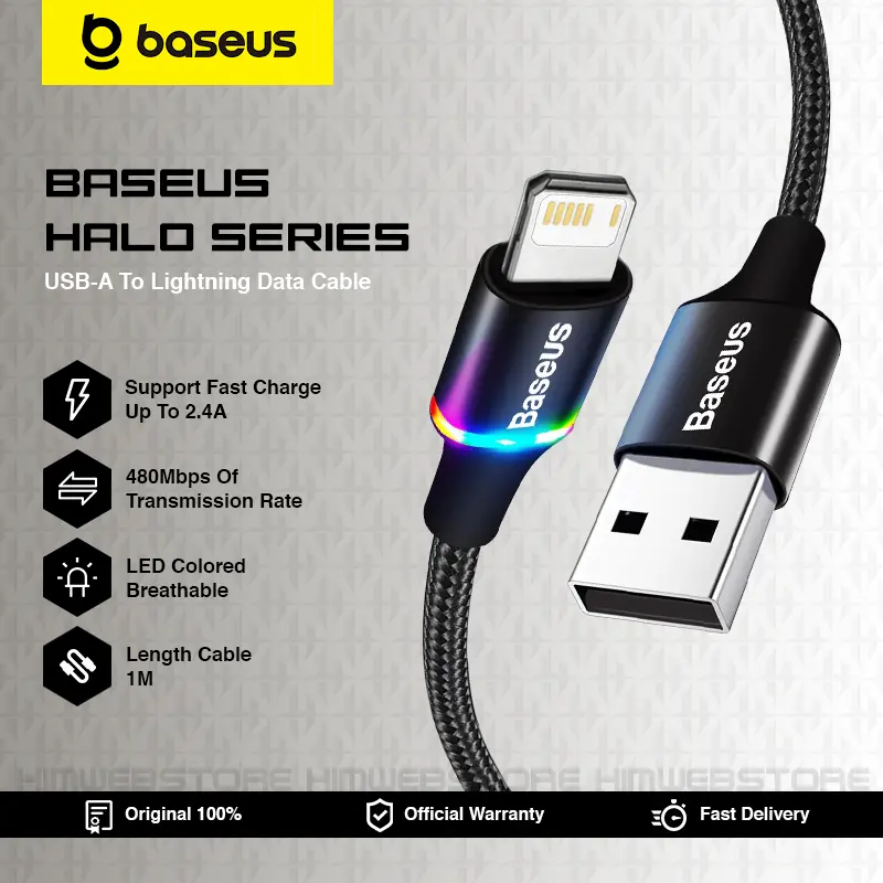 BASEUS Kabel Data Charger Halo USB To Lightning Fast Charging Iphone Ipad