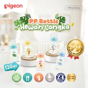 PIGEON Botol Slim Neck PP RP 120ml Hewan Langka w/S-Type Nipple | Original Asli | Pilih Variasi | Botol Susu Bayi | Botol Susu Newborn | Anti Kolik | Anti Kembung | Nipple Dot Size S