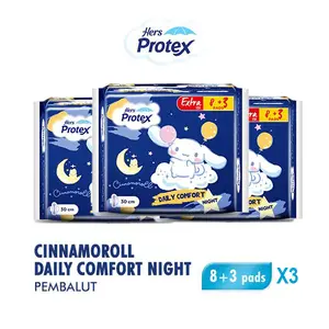 Hers Protex Pembalut Daily Comfort Night Cinnamoroll bag 8+3 x3