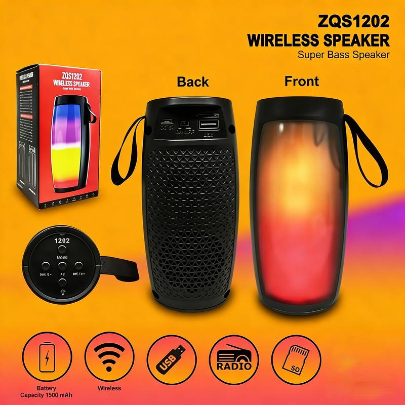 Loa Bluetooth đèn LED đổi màu theo nhạc cực đẹp, âm thanh super bass mạnh mẽ sống động, kết nối Bluetooth nhanh và ổn định, pin 1500mAh sử dụng lâu dài, hỗ trợ USB thẻ nhớ và radio, thiết kế nhỏ gọn tiện mang theo mọi nơi