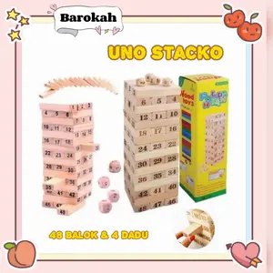 Uno Stako Kayu 48 Balok + 4 dadu
