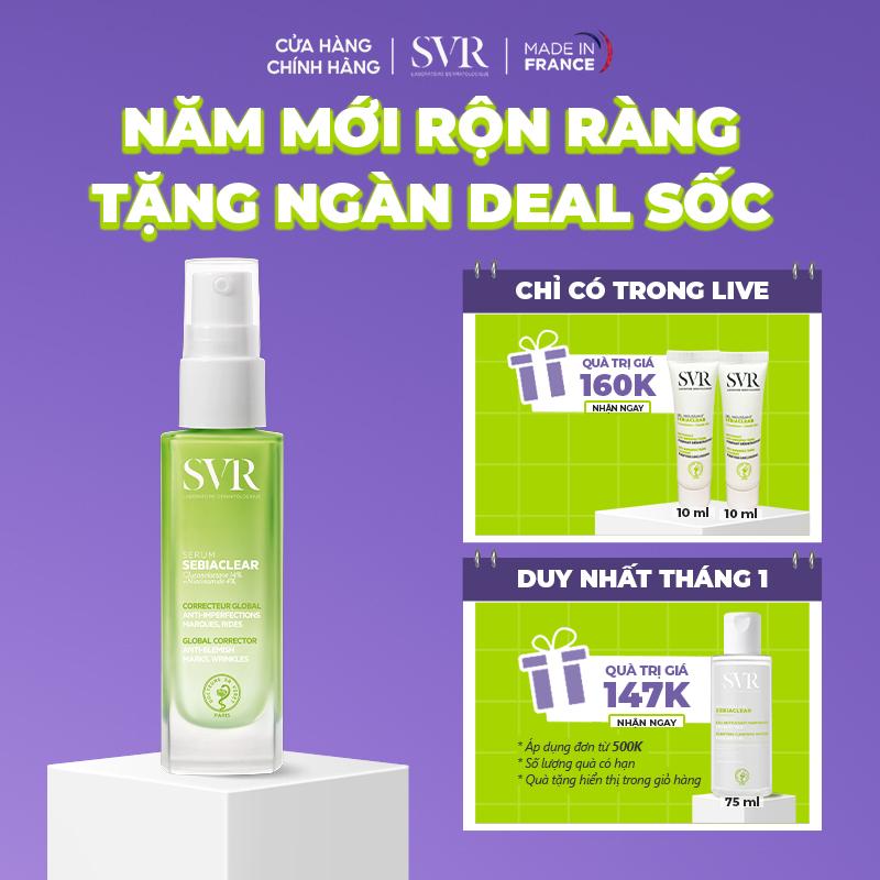   LIVE  Sản phẩm chăm sóc da hỗ trợ giảm mụn mờ thâm SVR SEBIACLEAR SERUM 30ml 