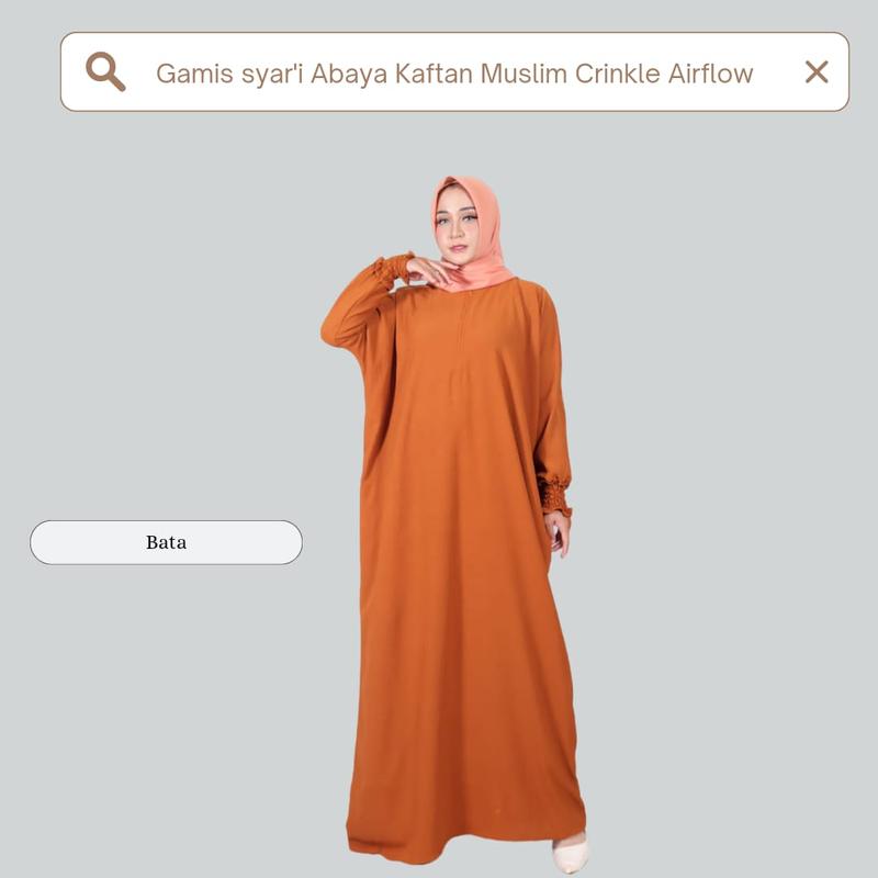 Gamis Abaya Kaftan Panjang Wanita Polos Crinkle Karet Crinkle Airflow Polos Tanpa Hijab/Khimar Muslim Wudhu gamisabaya 3