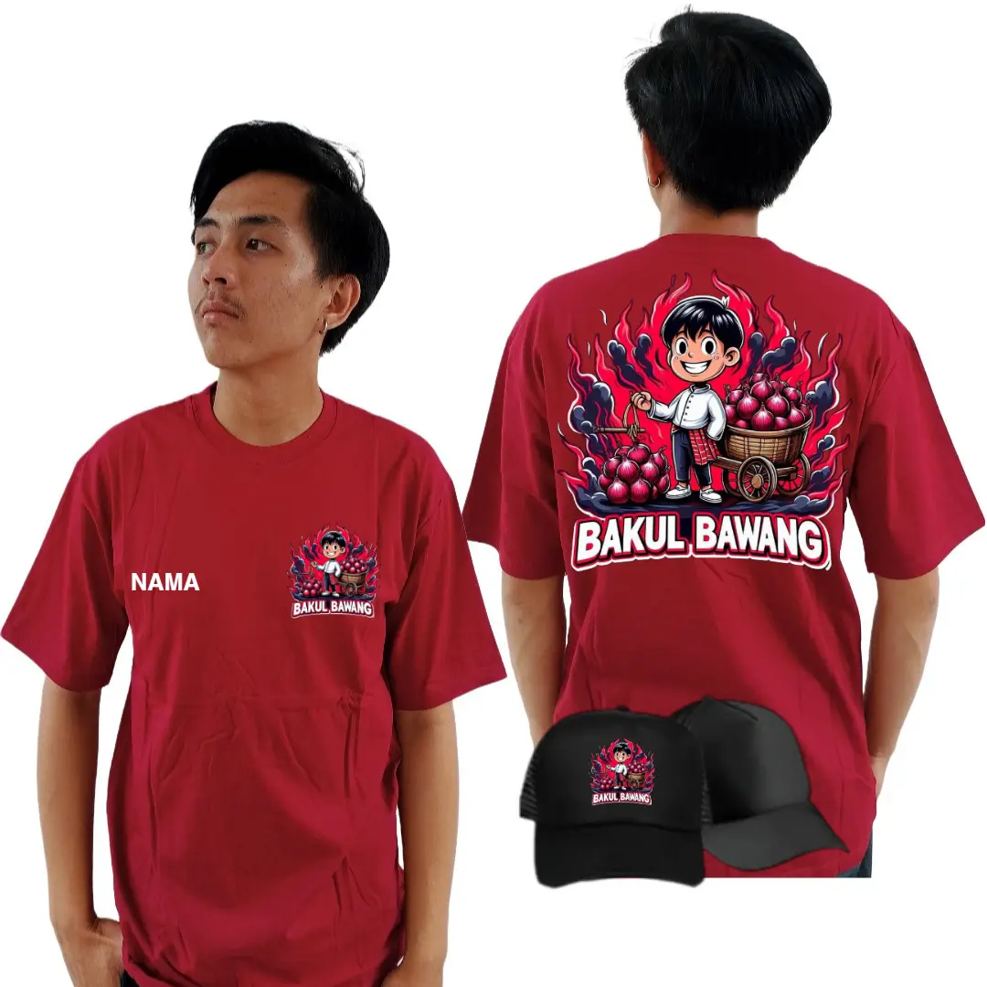 KAOS BAKUL BAWANG MERAH KEREN DESAIN KAOS PROFESI SABLON PREMIUM QUALITY BISA PAKAI NAMA BONUS TOPI JARING HITAM