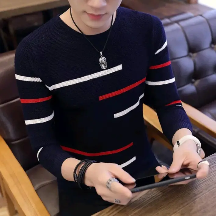 KARISOK Sweater rajut pria kevin strepe korean terbaru 17-50 tahun Tebal Knitwear Panjang