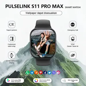 PulseLink NFC Wireless Charging Smart Watch 11 Pro Max 10 Pro Max  Original Free Wallpaper Bluetooth Call 2.2" AMOLED Waterproof GPS