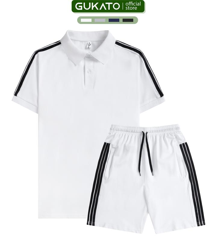 Bộ Thể Thao Nam Polo vải CVC phối Sọc  - Bộ thể thao cổ bẻ dành cho nam