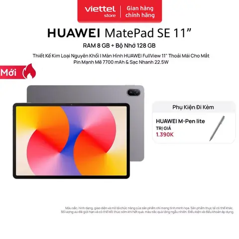 Máy tính bảng HUAWEI MatePad SE 11” 8GB+128GB | Thiết Kế Kim Loại Nguyên Khối| Màn Hình FullView 11"