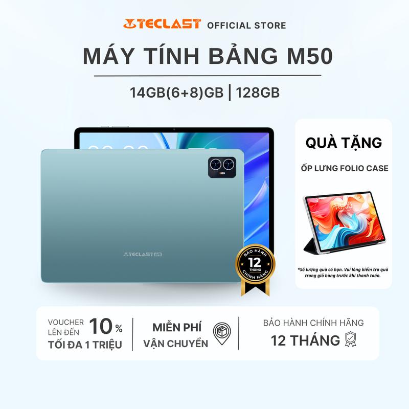 Máy Tính Bảng Teclast M50 Tablet 14GB(6+8)/128GB | Màn Hình 10.1inch | Loa Kép | 2 Camera Chụp Ảnh | 2 SIM - Chính Hãng