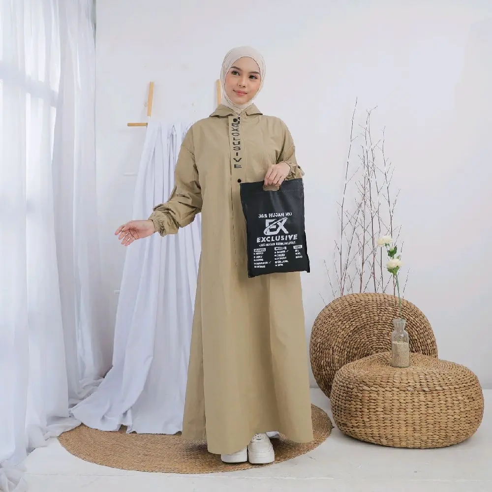 EXCLUSIVE Jas Hujan Gamis Press Berkualitas Bahan PVC Model Terbaru Tahan Air