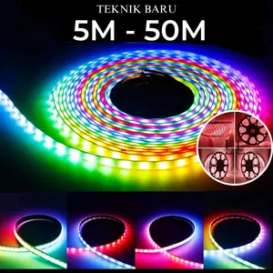 Lampu Strip 220V 10M  15M 20M 25M 30M 40M 50M RGB Merah Putih LED Selang Rope Light Hias Pohon AGUSTUS PROMO MERDEKA