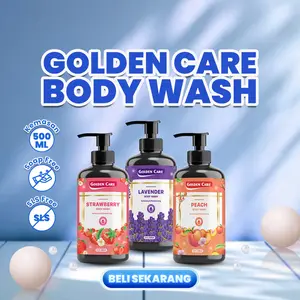 GOLDEN CARE BODY WASH (500 ML) LAVENDER STRAWBERRY PEACH - NON SLS SABUN MENCERAHKAN MELEMBAPKAN ATASI BAU BADAN BPOM - LUMICER