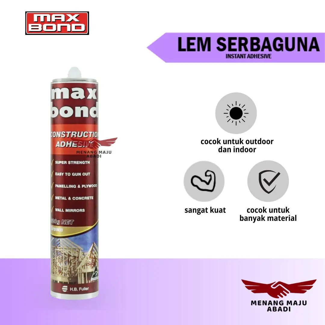 Maxbond Construction adhesive 320gr Lem Sealant silen kaca kayu serbaguna coklat