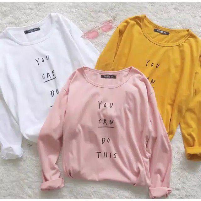 DAMAI fashion jakarta - baju atasan kaos lengan panjang wanita YOU CAN DO THIS - konveksi murah 0
