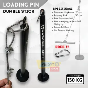 LP Productions Loading Pin Barbel Untuk Angkat Beban Dumble Tray Portable Besi Kokoh Kuat 40cm Free Carabiner M6 Max Weight 150 KG