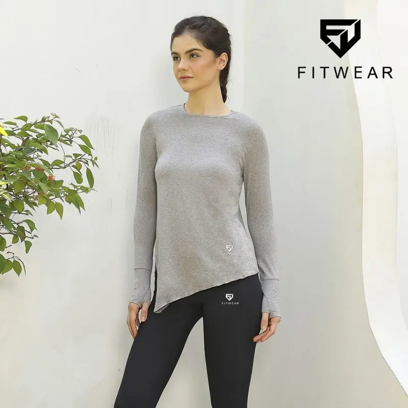 Fitwear - Kaos Olahraga Wanita FITWEAR NEW AURORA DRYFIT SIDE TIE OVERSIZE L/S - S - 2XL 2