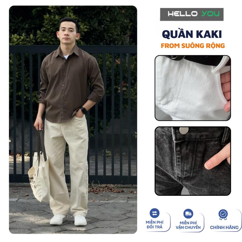 HELLOYOU x TRUONGSHY QUẦN SUỐNG ỐNG ĐỨNG CHẤT KAKI DÀY DẶN FROM UNISEX NAM NỮ
