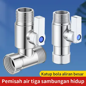 T tee kran air T sambungan shower klosetfitting 1/2 inch naple kloset closet TEE closet/Nepel TEE stenlies/sambungan kran Konektor saklar 1 masuk 2 keluar