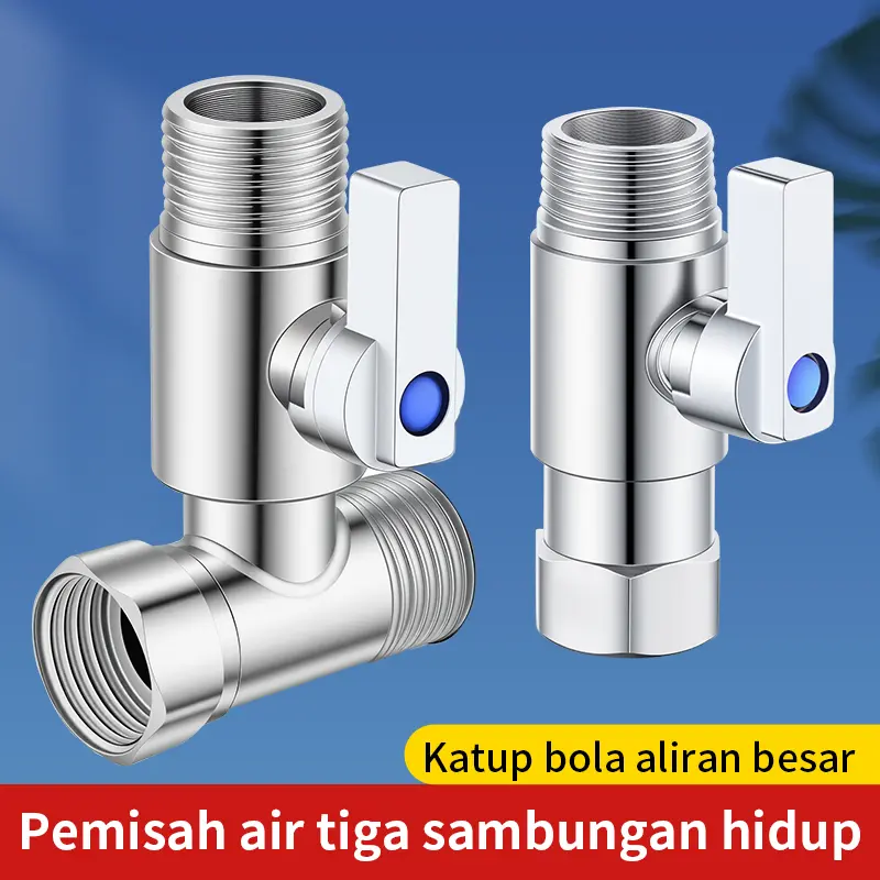 T tee kran air T sambungan shower klosetfitting 1/2 inch naple kloset closet TEE closet/Nepel TEE stenlies/sambungan kran Konektor saklar 1 masuk 2 keluar