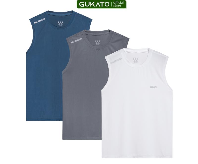 COMBO 3 Áo 3 Lỗ Thể Thao GUKATO Vải Thun Lạnh Thông Hơi, co giãn 4 chiều, Áo Sát Nách Thể Thao Nam - ASN02