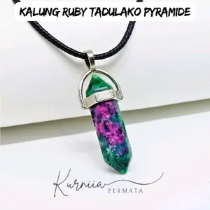 Kalung Liontin Batu Ruby Tadulako Pyramide Asli Natural Batu