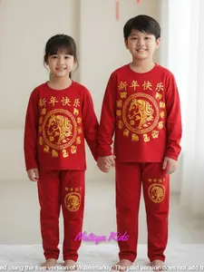 Setelan Imlek Anak UNISEX Terbaru 2026 Model Panjang Dengan Bahan Premium Bermotif Shio Kuda Api Untuk Anak Usia 1-10 Tahun