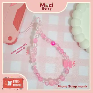 Phone Strap Manik Bunga Love Pita Bisa Untuk Gantunga. HP, Tas, Kunci Dll