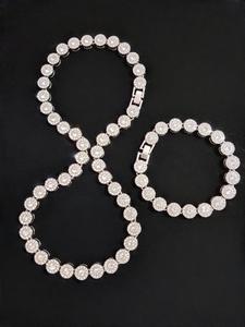 Set de 2 Piezas de Collar y Pulsera Redondos de Aleación con Diamantes de Imitación Unisex, Estilo Urbano para Todas las Estaciones, Regalo Perfecto para el Día de San Valentín